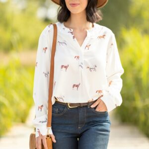 Blouse Floaty Long Horses