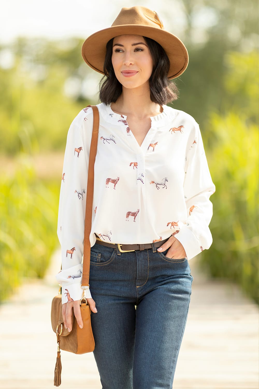 Blouse Floaty Long Horses